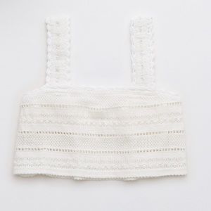 NWOT Aerie Textured Crochet Lace Tank Top Crop Top